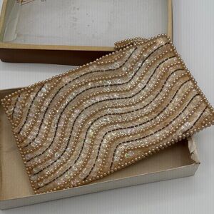 WOW! Vintage LA REGALE Beaded Clutch w/ Original Box Makeup Bag 1960s